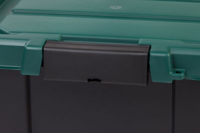 Remington 10 Gallon Loackable Storage Totes with Lids, Green Lid, Heavy-Duty Durable Stackable Containers, Large Garage Organizing Bins Moving Tubs, Rugged Sturdy Equipment Utility Tool Box