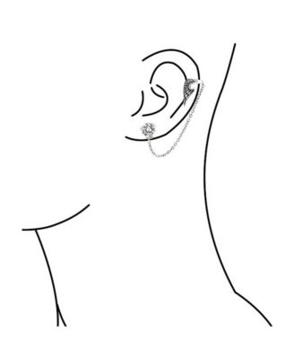 Spiritual Guardian Angel Wing Feather Cartilage Ear Lobe Helix Earring Warp Chain Ear Cuff CZ Stud Earring Stainless Steel 1 Piece