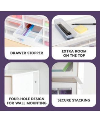 USA 44 Drawer Stackable Storage Cabinet for Hardware Crafts, White Small Brick Organizer Utility Chest, Scrapbook Art Hobby Multiple Compartment