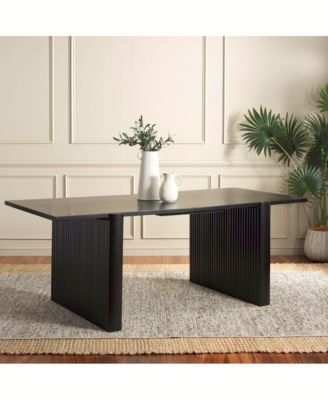 1-Piece Dining Table, MDF and Wood, Fluted Sawhorse Frame with Rectangular Top, 78-Inch Modern Dining Furniture