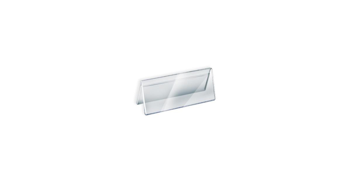 Two Sided Tent Style Clear Acrylic Sign Holder and Nameplate, Size: 8.5" W x 3" H on each side, 10-Pack