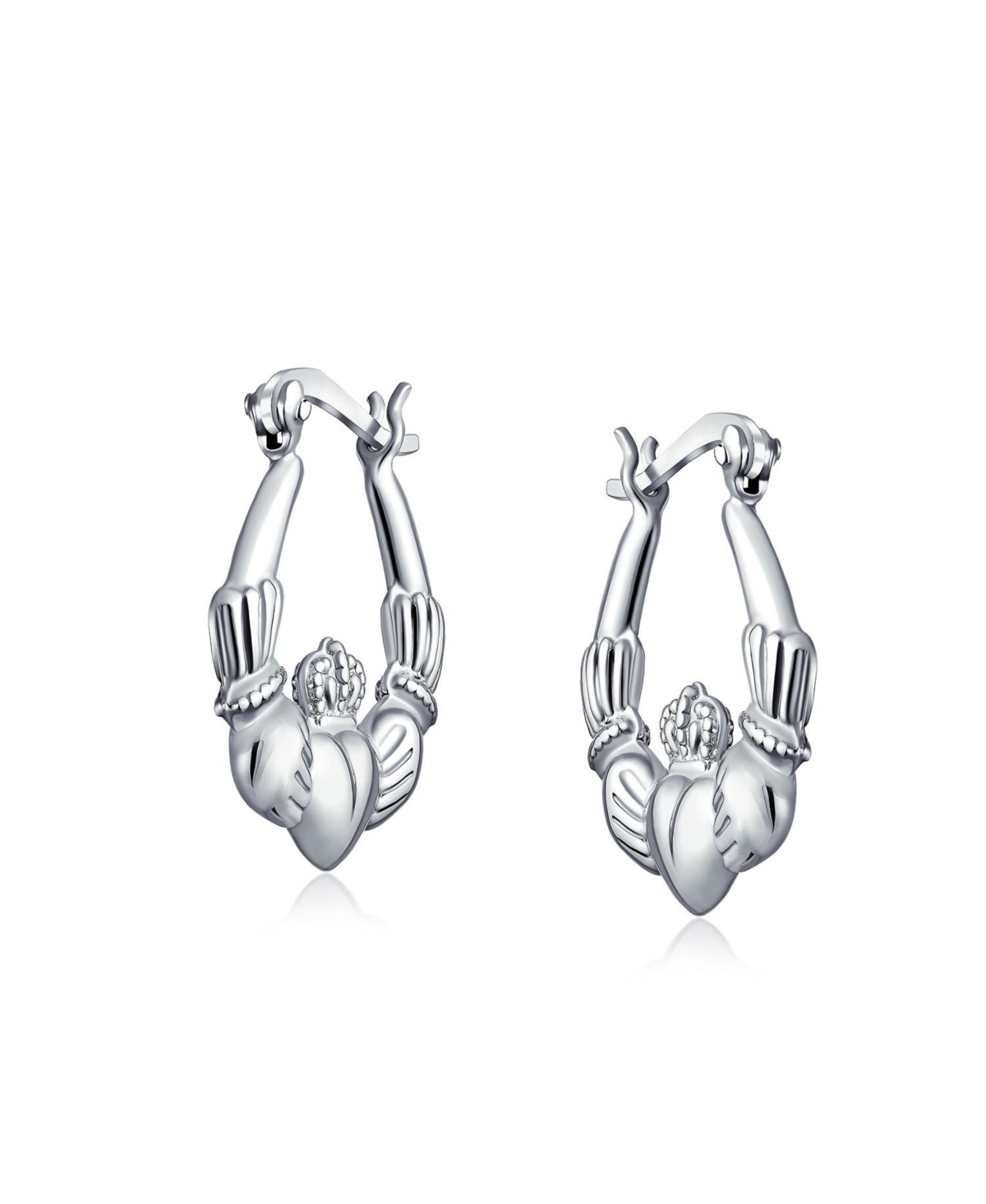 Bling Jewelry Bff Love Lightweight Heart Celtic Irish Friendship Claddagh Hoop Earrings For Women Sterling.75 Diameter - Silver