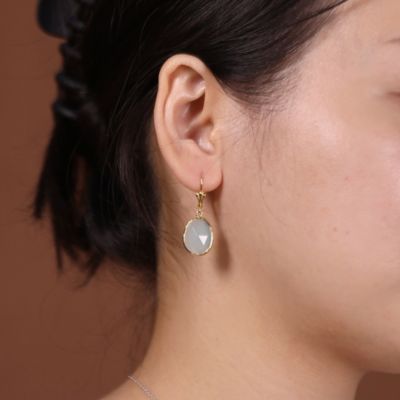 Elegant Soft Pink Dangle Earrings Double Round Teardrop, Lever Back 14K Gold-Plated .925 Sterling Silver