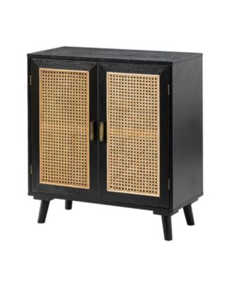 Accent Storage Rattan Cabinet  Cupboard Console Table for Dining Room