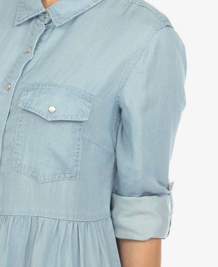 White Mark Women's Short Sleeve Plaid Button-Down Shirt Dress