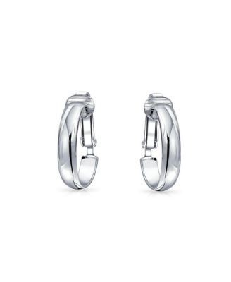 Classic Basic Simple Lightweight Clip On Hoop Earrings Non Pierced Ears Sterling Silver .75 Diameter