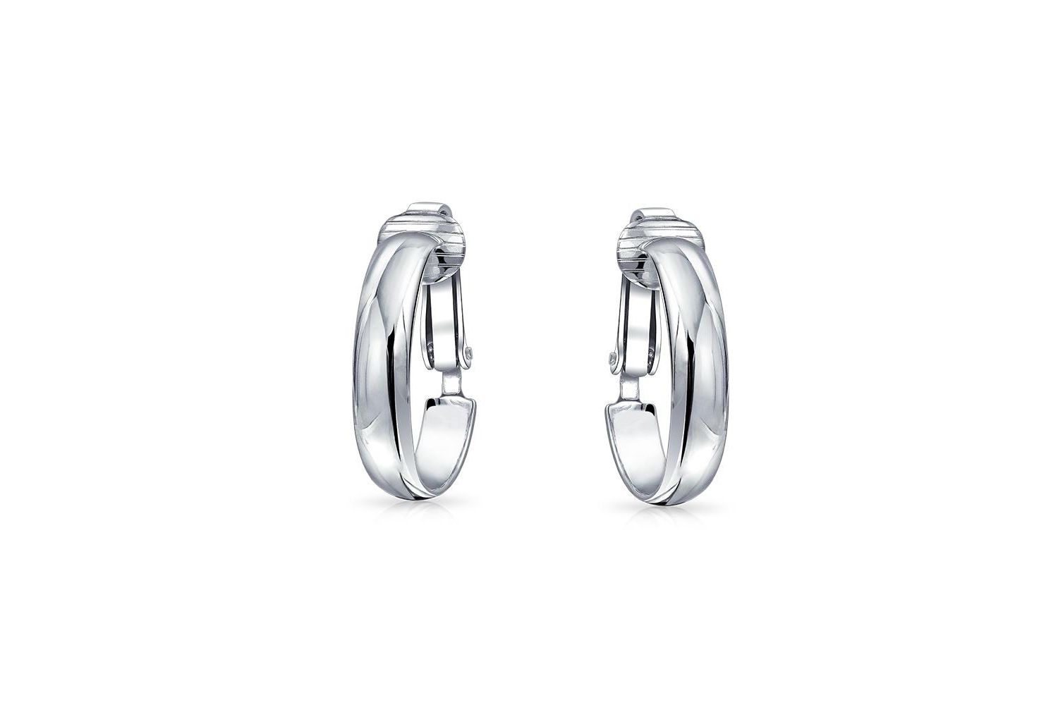 Classic Basic Simple Lightweight Clip On Hoop Earrings Non Pierced Ears Gold Plated Sterling Silver .75 Diameter