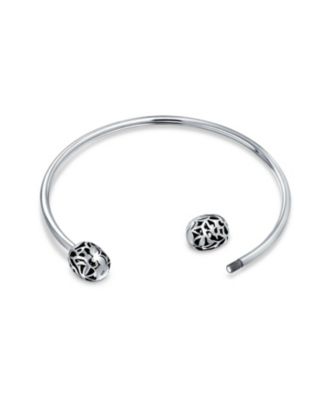 Love Message Filigree Screw Clasp Starter Charm Cuff European Beads Bangle Bracelet Sterling Silver