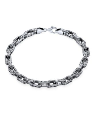 Thick Byzantine Chain Link Bracelet Sterling Silver Made in Turkey