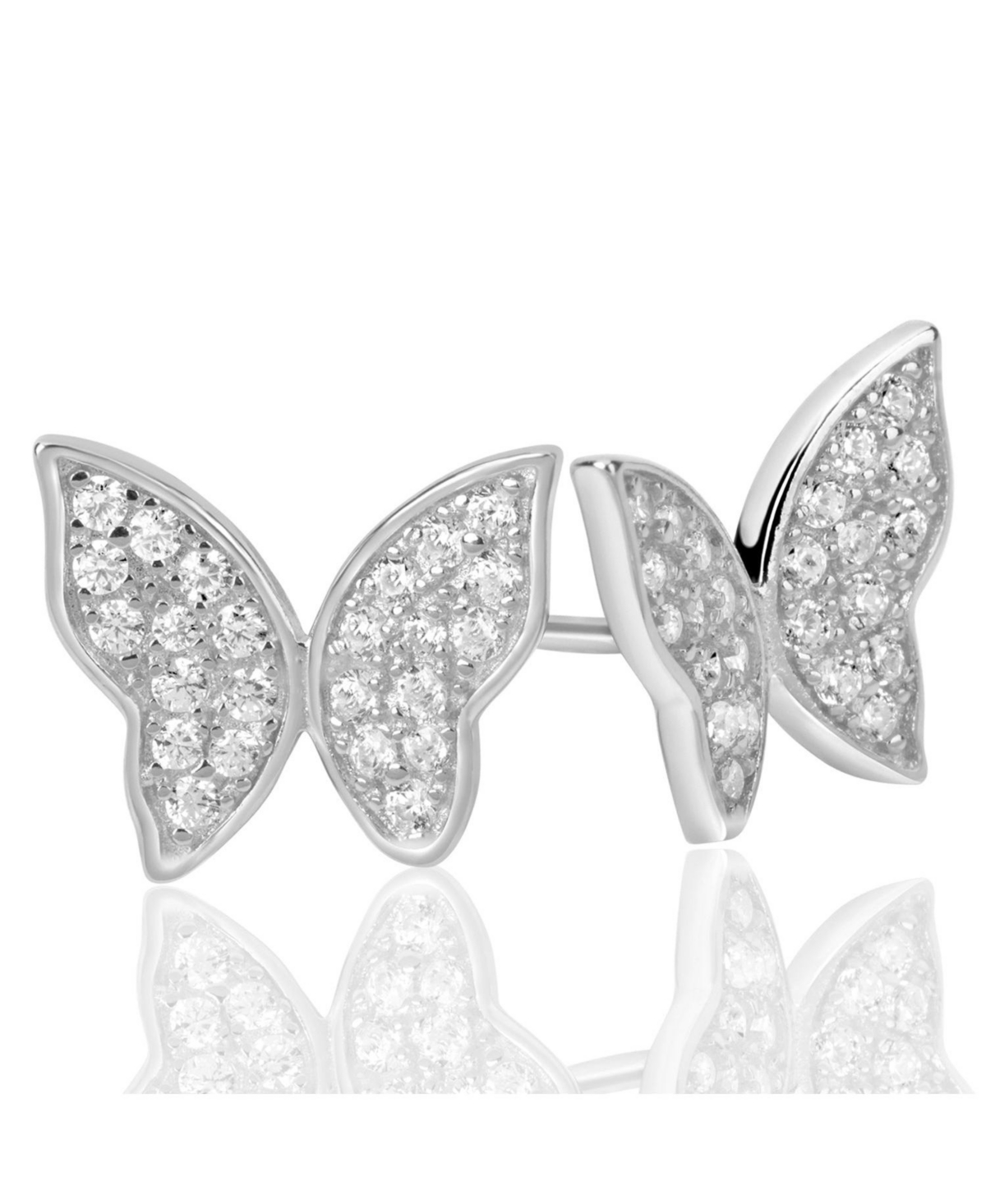 Suzy Levian New York Suzy Levian SterlingCubic Zirconia Pave Butterfly Stud Earrings - Silver