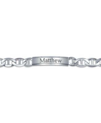 Men's Sterling Silver Mariner Chain ID Bracelet 10MM 250 Gauge