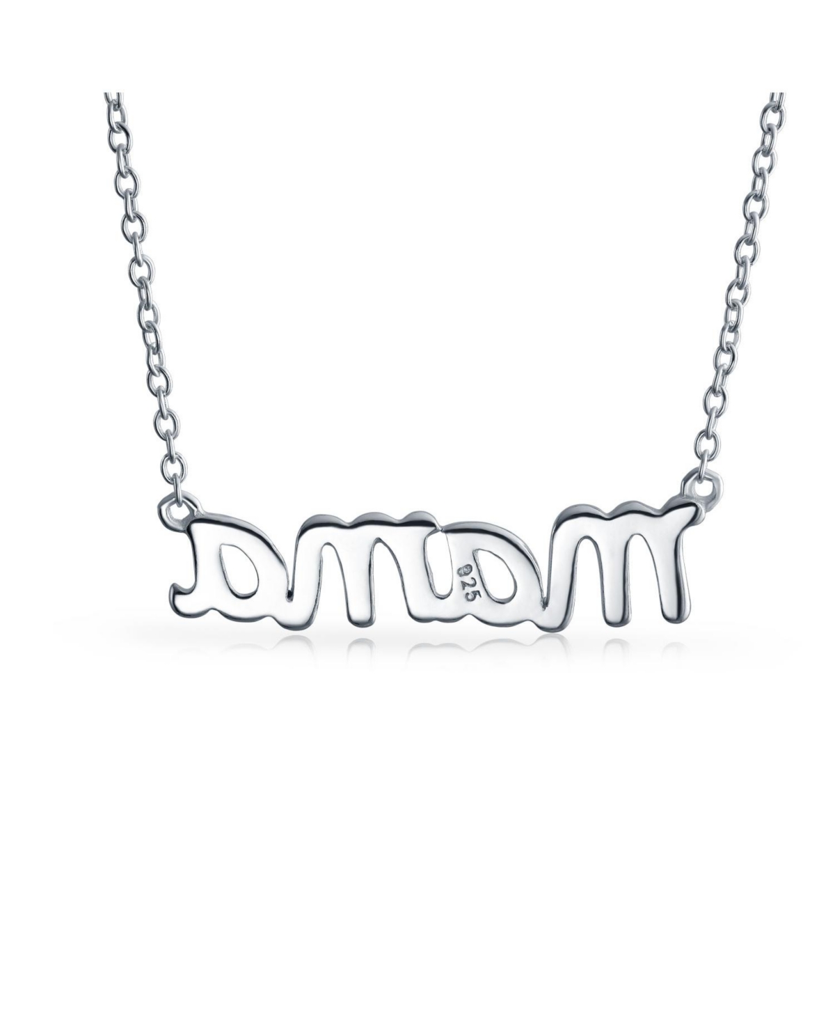 Bling Jewelry Name Plated Talk Station Pendant Mama Word Necklace For Mother For Wife Women Sterling- Silver