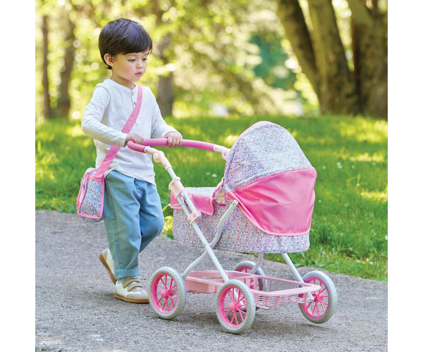 Детская кукла Corolle Mon Grand Poupon Adjustable-Handle Foldable Baby Doll Carriage (Fits Dolls 14"-20"), Ages 3+ — фото 7