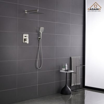 10 Inch Wall Mounted Square Shower System Set with Handheld Spray