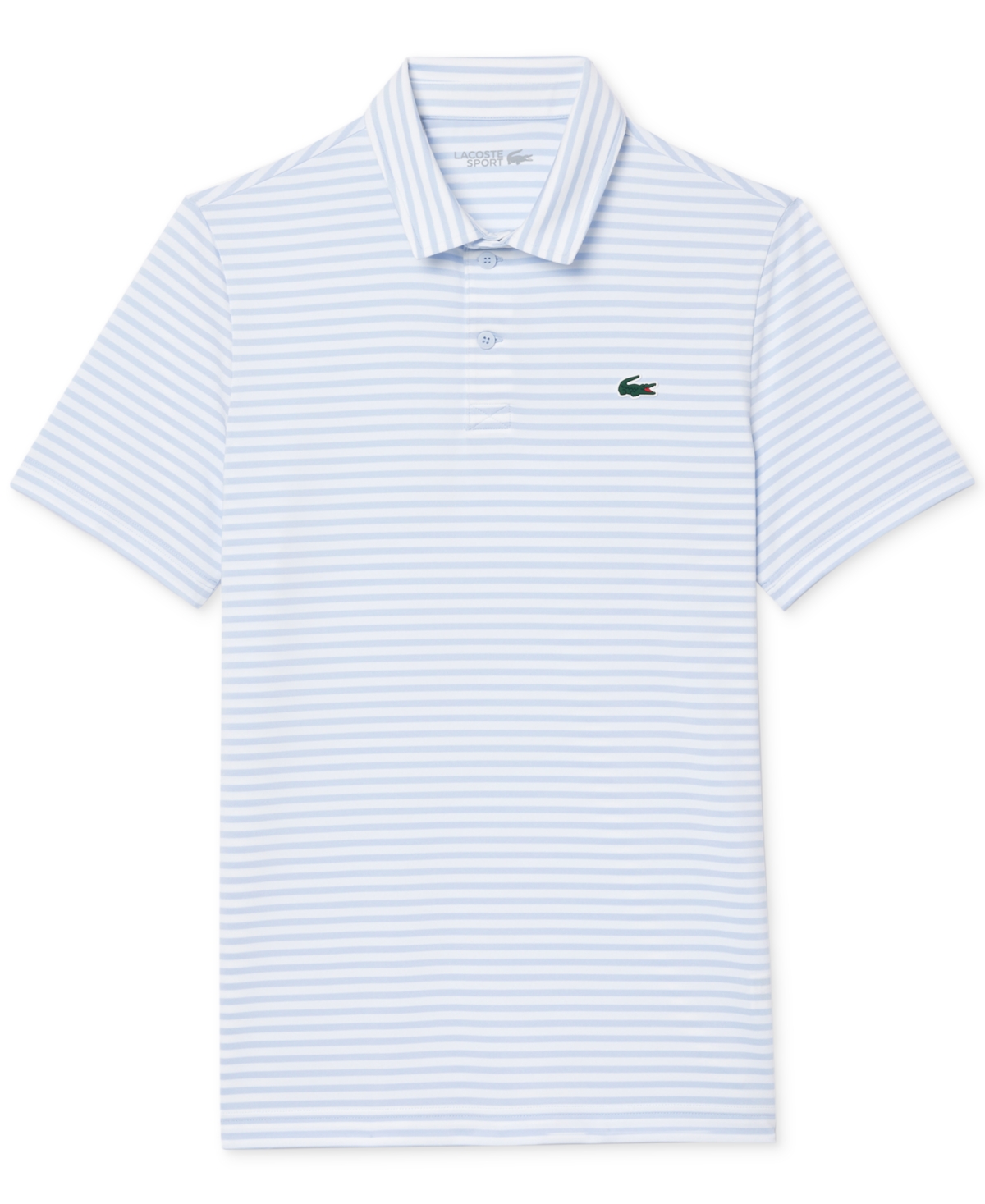 Lacoste Men's Short Sleeve Striped Performance Polo Shirt In S Alice,blanc