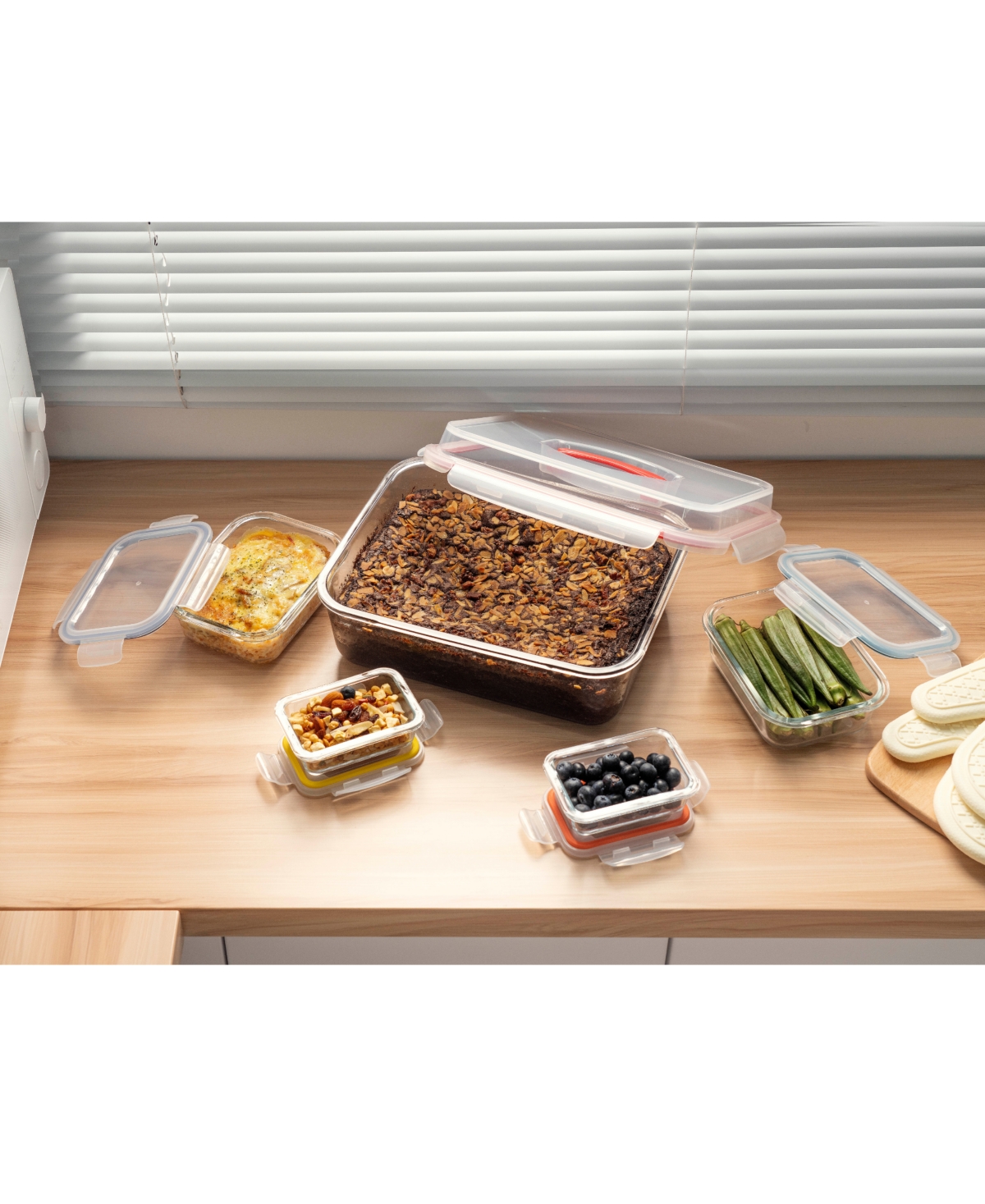 Genicook 10 Pc Nesting Mixing Storage Set, W Lock Down Lids And Carry Handle In Multicolor