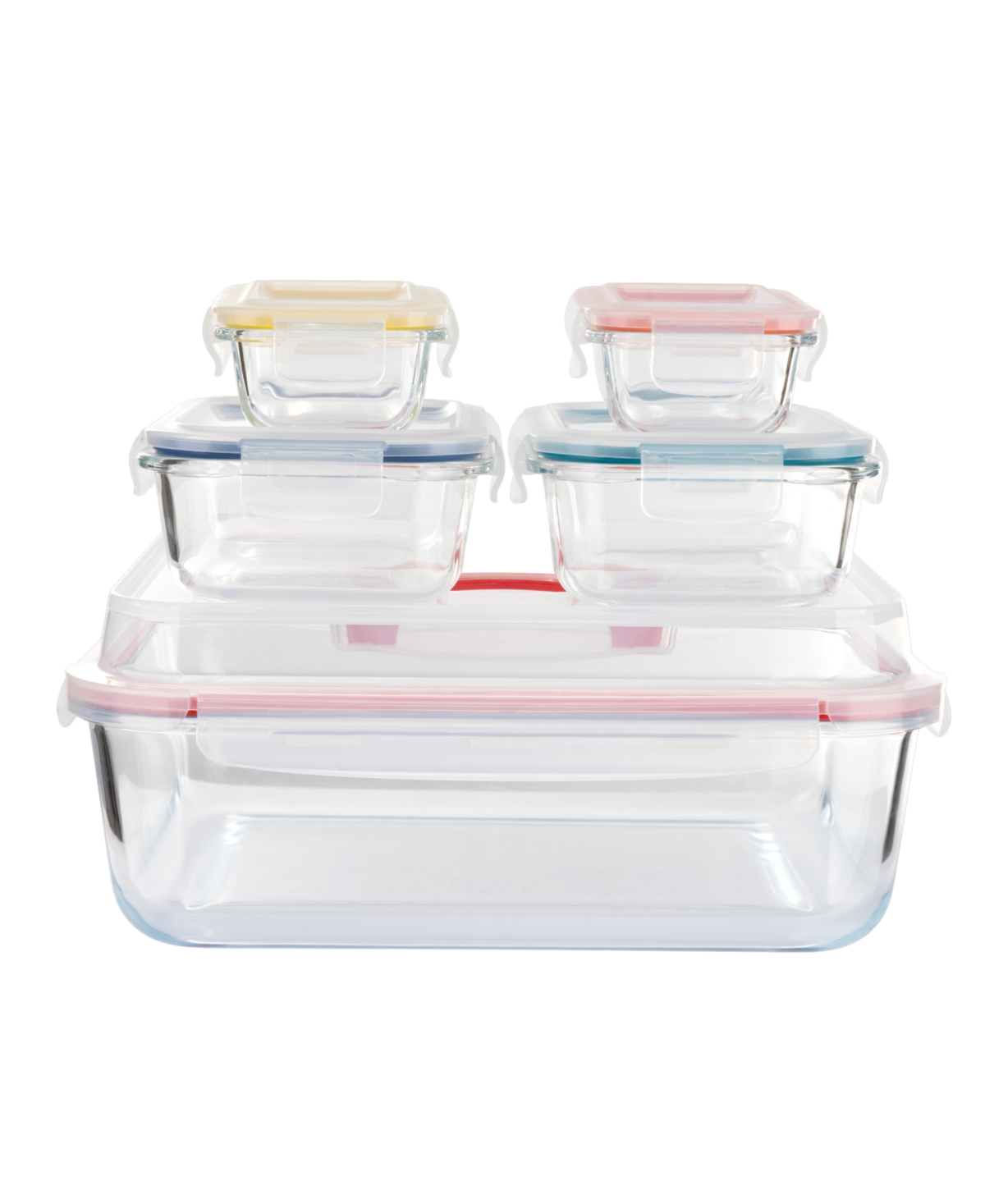 Genicook 10 Pc Nesting Mixing Storage Set, W Lock Down Lids And Carry Handle In Multicolor