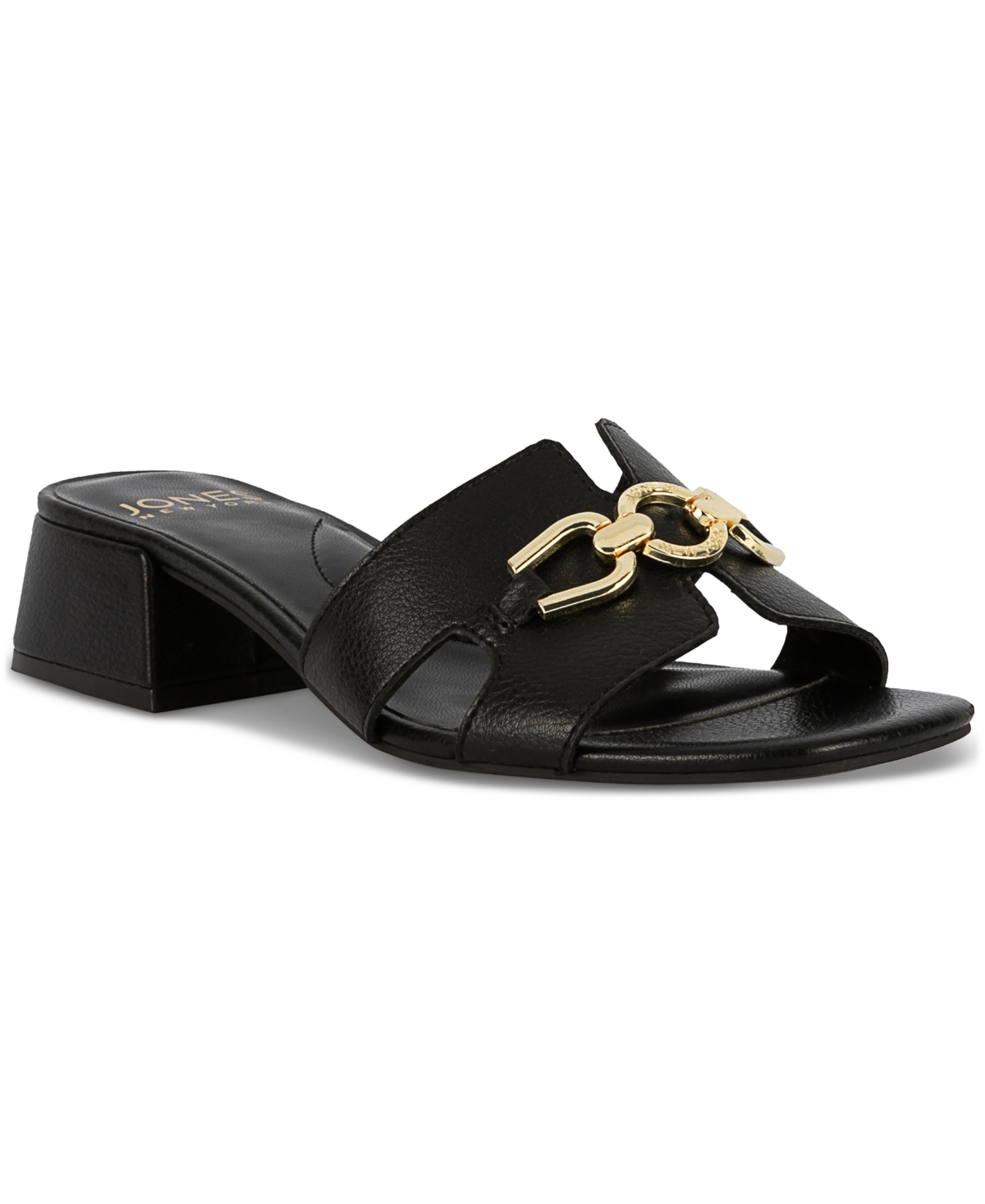 Shop Jones New York Women's Unsa Block Heel Slide Sandals In Black Pebbled