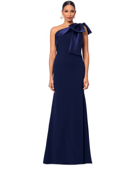 Женские платья Betsy & Adam Women's Bow-Trimmed One-Shoulder Gown