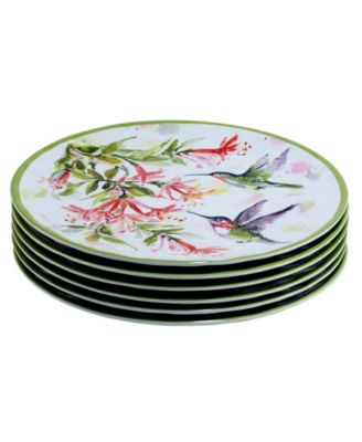 Hummingbirds Melamine Dinner Plates, Set of 6