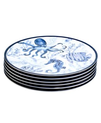 Sea Life Melamine Dinner Plates, Set of 6