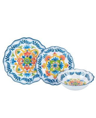 Flores 12 Pc Dinnerware Set, Service For 4