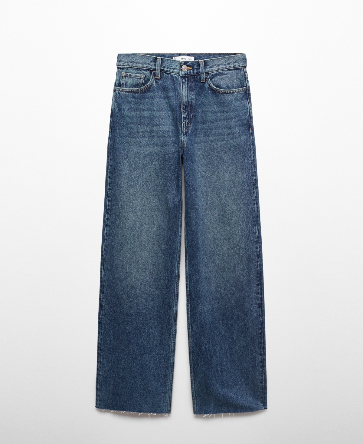Shop Mango Women's Wide Leg Mid-rise Jeans In Dark Blue