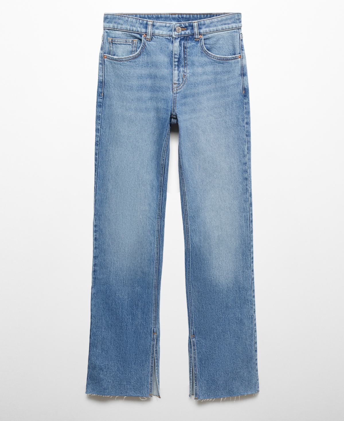 Mango Women's Slits Detail Mid-waist Flared Jeans In Medium Blue