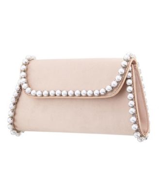 Imitation Pearl Trim Trapezoid Flap Bag