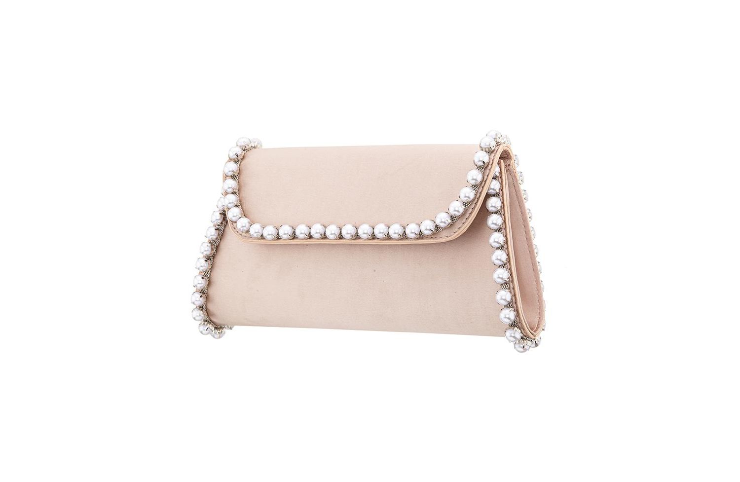 Imitation Pearl Trim Trapezoid Flap Bag