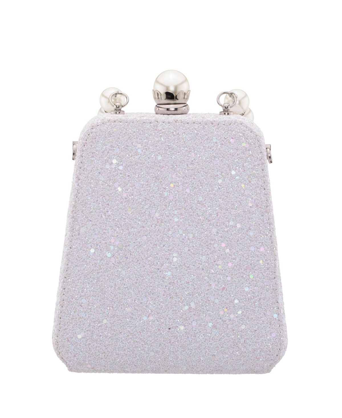 Shop Nina Imitation Pearl Handle Glitter Box Bag In White
