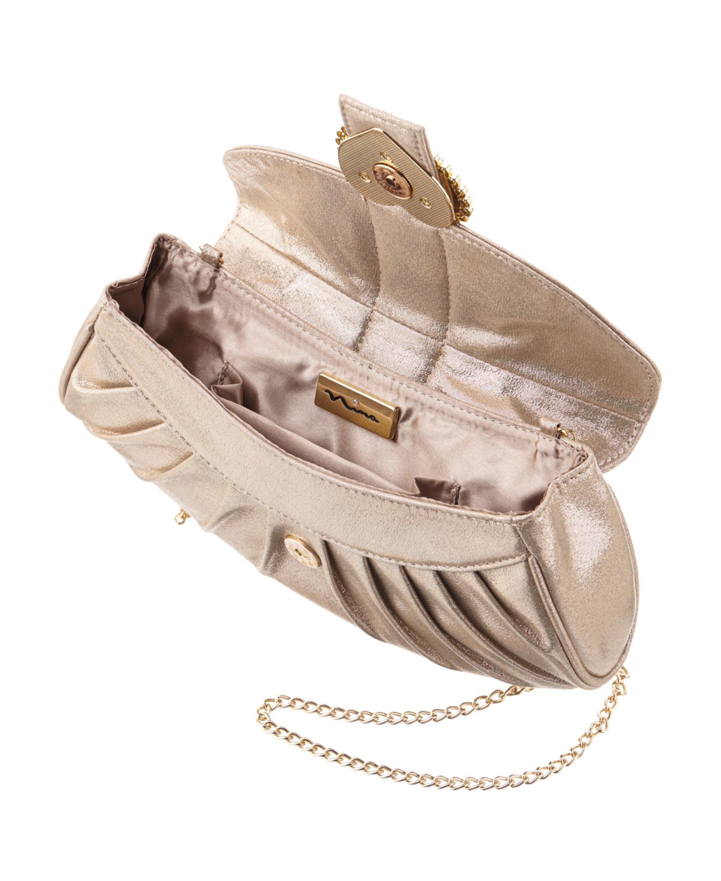Женский клатч Nina Crystal Heart Adorned Clutch Handbag, цвет: Серо-коричневый — фото 4