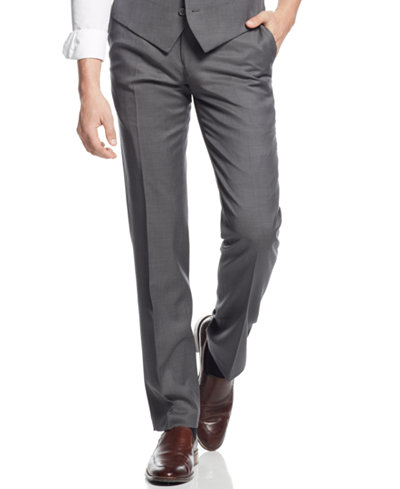 Bar III Mid-Grey Pindot Slim-Fit Pants