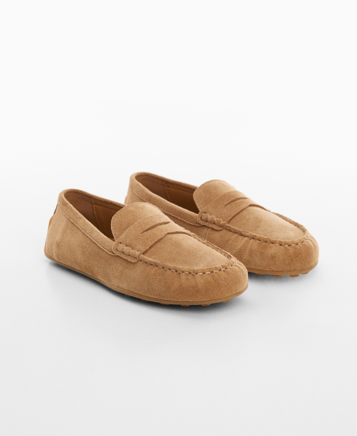 Shop Mango Women's Suede Leather Moccasins In Brown