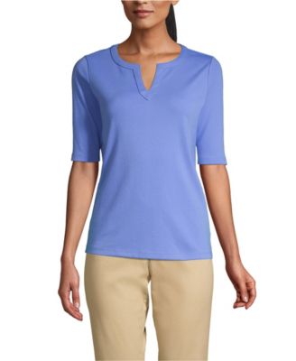 Women's Cotton Polyester Modern Half Sleeve Splitneck