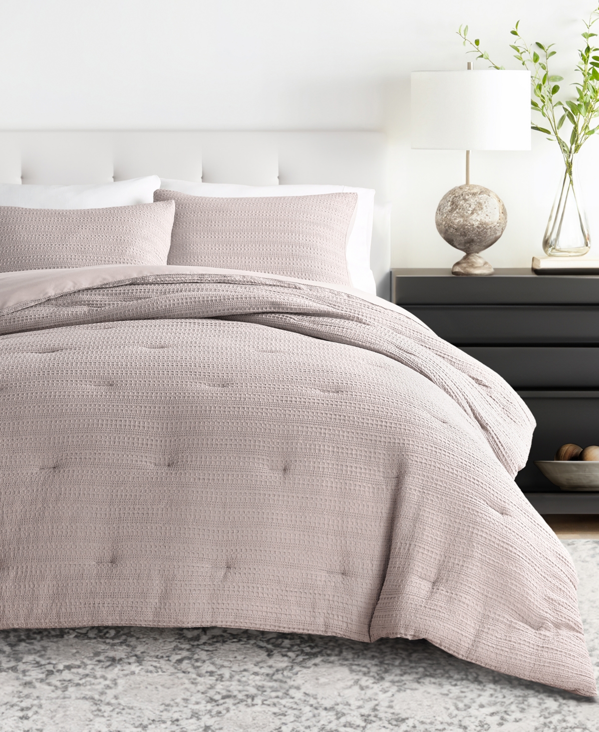 Ienjoy Home Waffle Textured 3-piece Comforter Set, Full/queen In Mauve