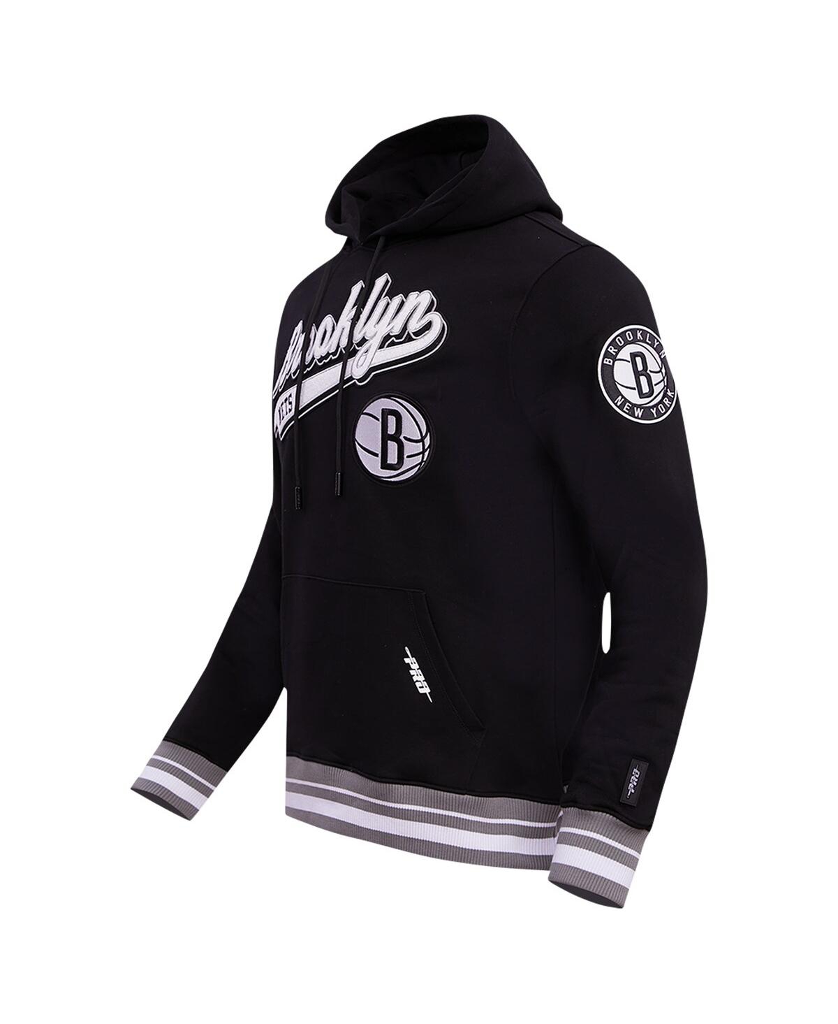 Pro Standard Men's  Black Brooklyn Nets Script Tail Pullover Hoodie In Black