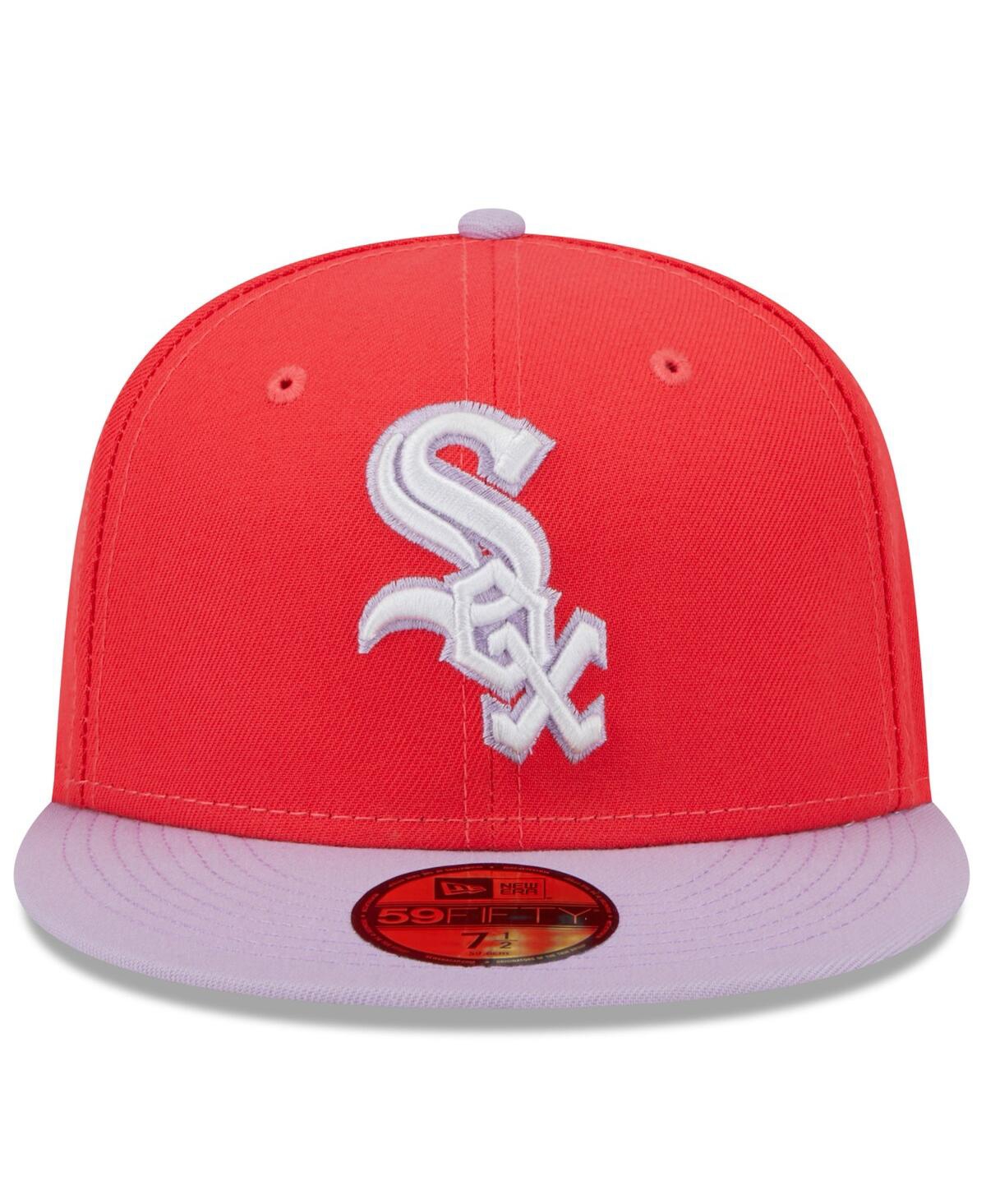 NEW ERA MEN'S NEW ERA RED, LAVENDER CHICAGO WHITE SOX SPRING COLOR TWO-TONE 59FIFTY FITTED HAT 