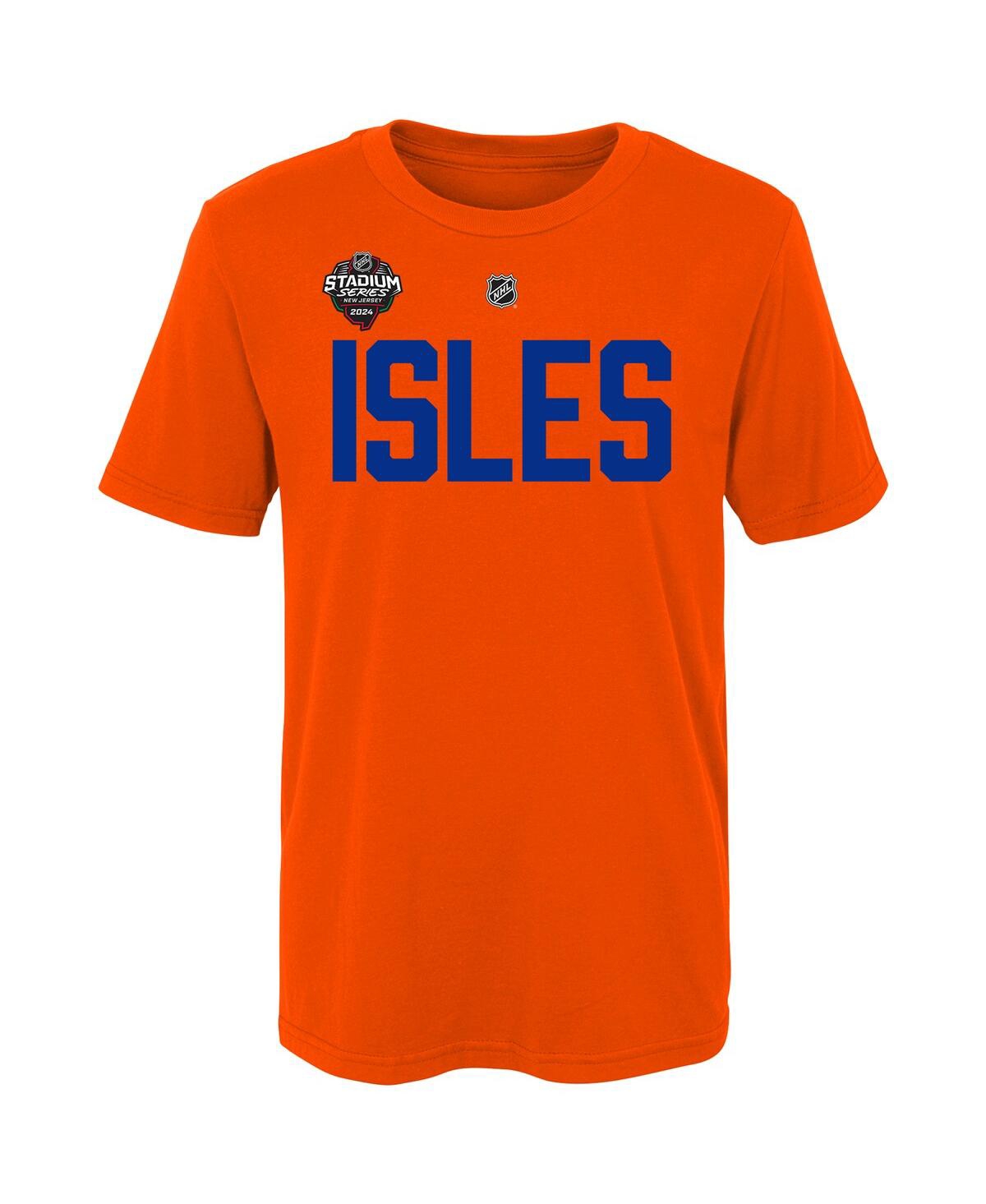 Shop Outerstuff Big Boys Mathew Barzal Orange New York Islanders 2024 Nhl Stadium Series Name And Number T-shirt