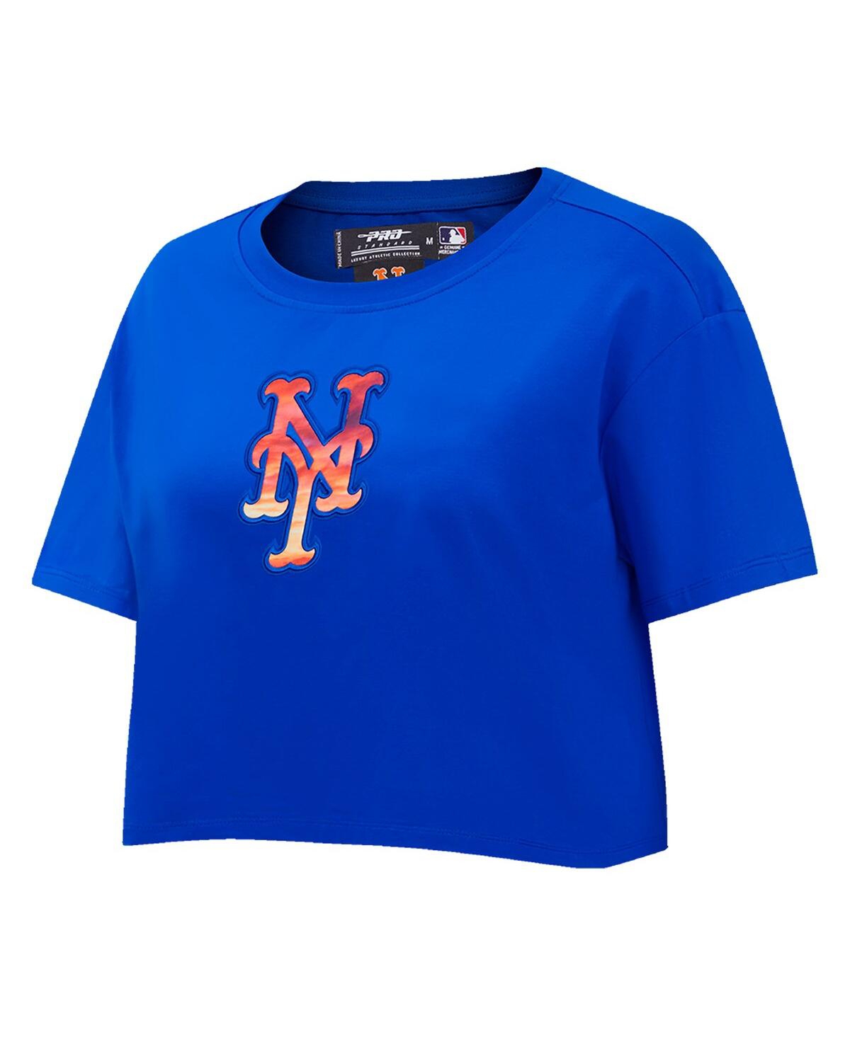 Shop Pro Standard Women's  Royal New York Mets Painted Sky Boxy Cropped T-shirt