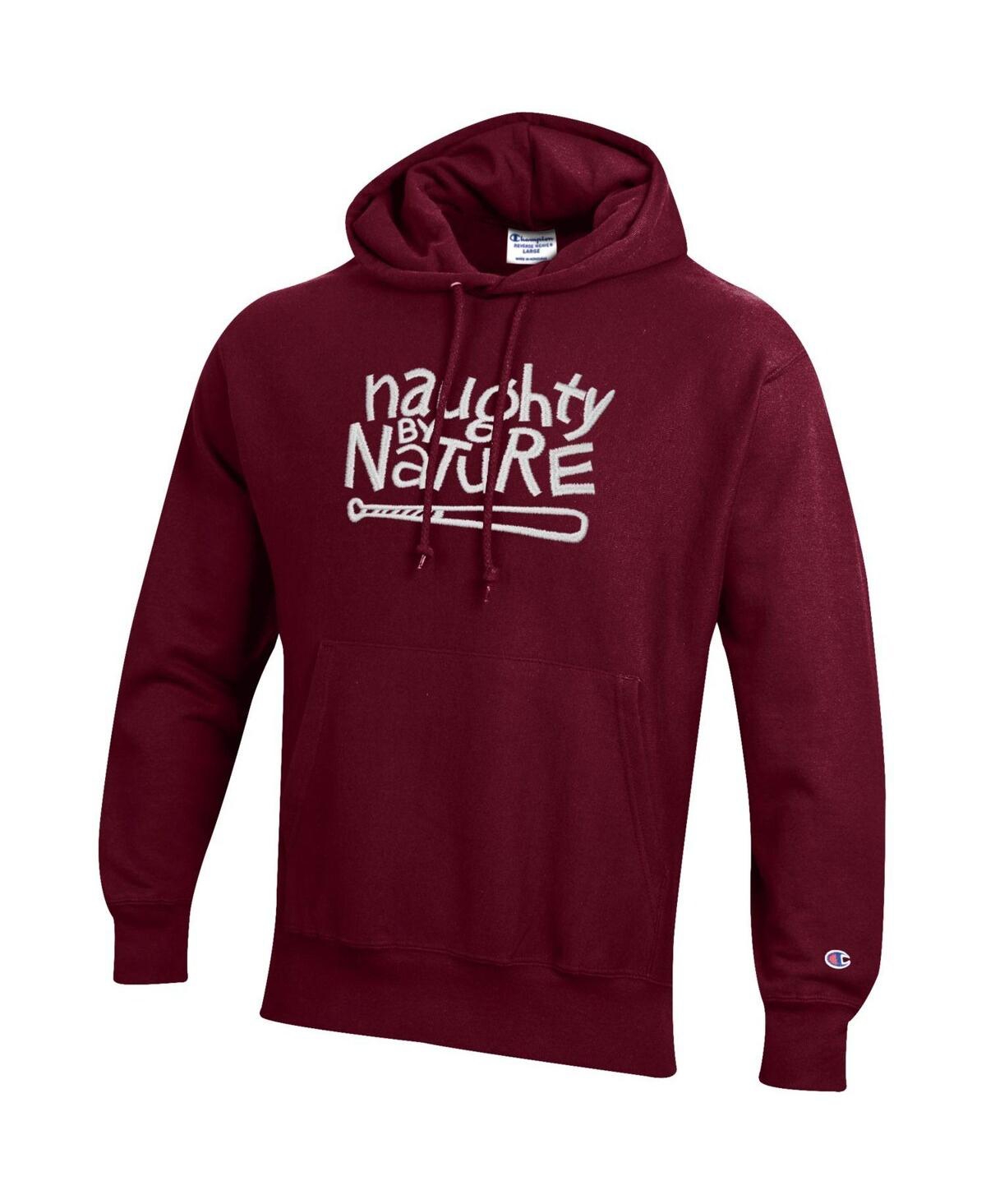 Shop Champion Men's And Women's  Maroon Naughty By Nature Reverse Weave Fleece Pullover Hoodie