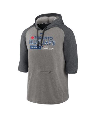 Men's Heather Gray Toronto Blue Jays 2023 Postseason Authentic Collection Flux Three-Quarter Sleeve Pullover Hoodie