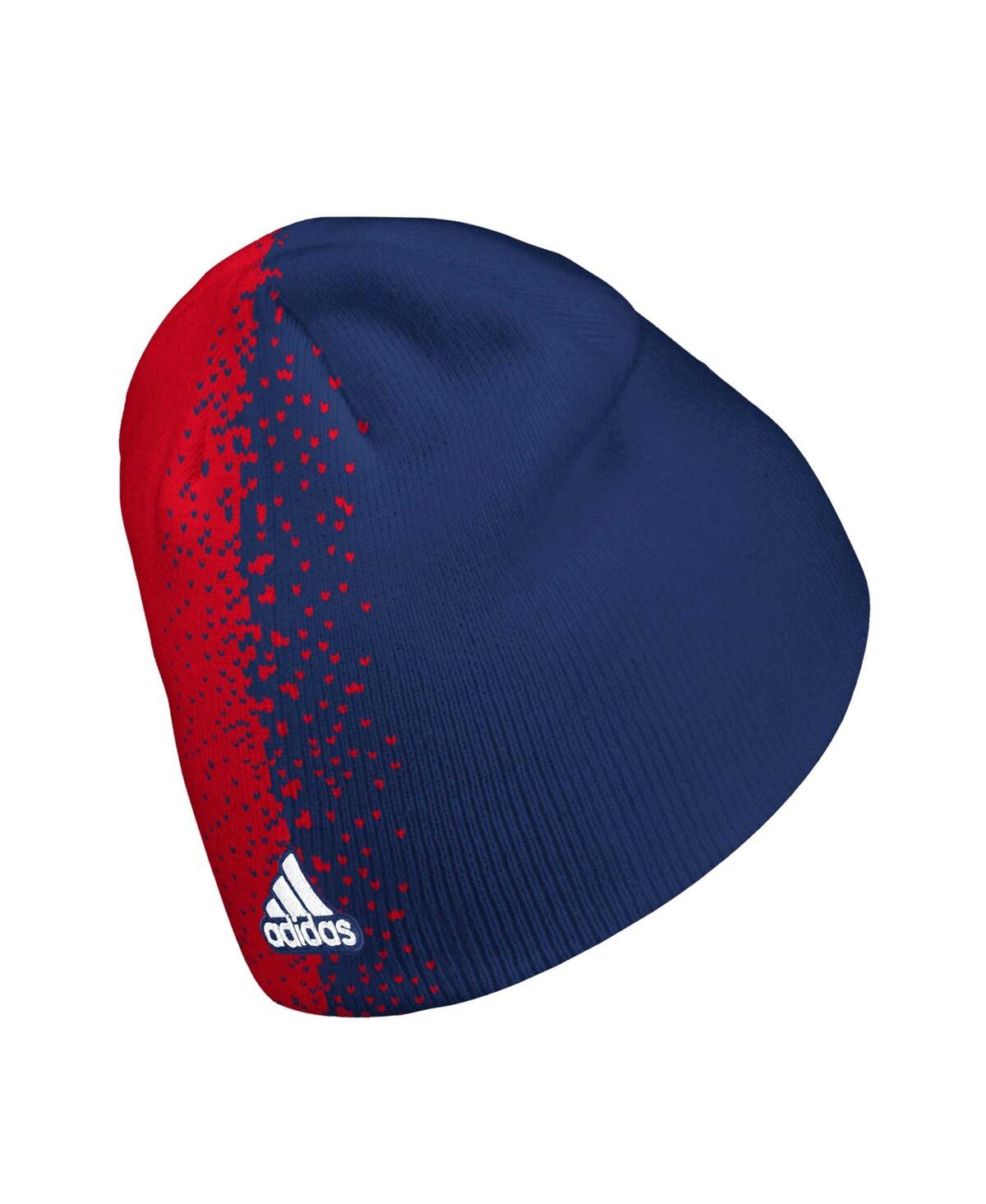 Shop Adidas Originals Men's Adidas Blue, Red New York Rangers Split Knit Hat In Blue,red
