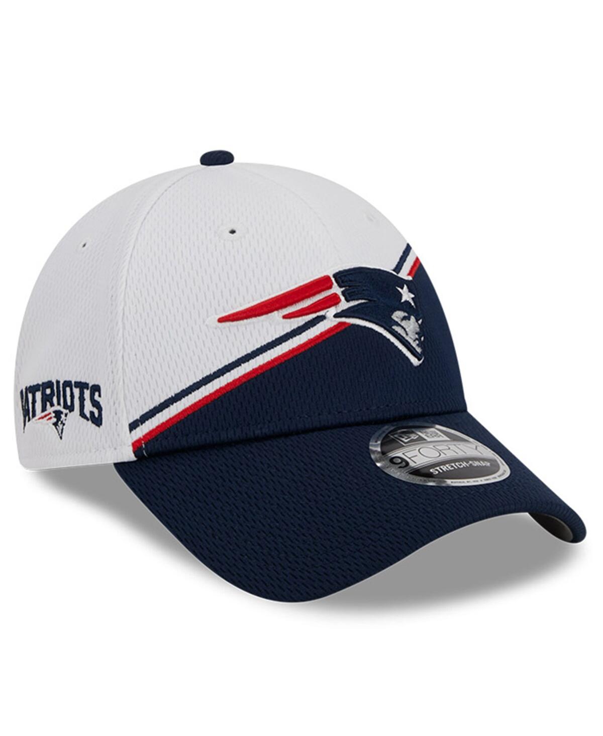 New Era Men's  White, Navy New England Patriots 2023 Nfl Sideline 39thirty Flex Hat In White,navy