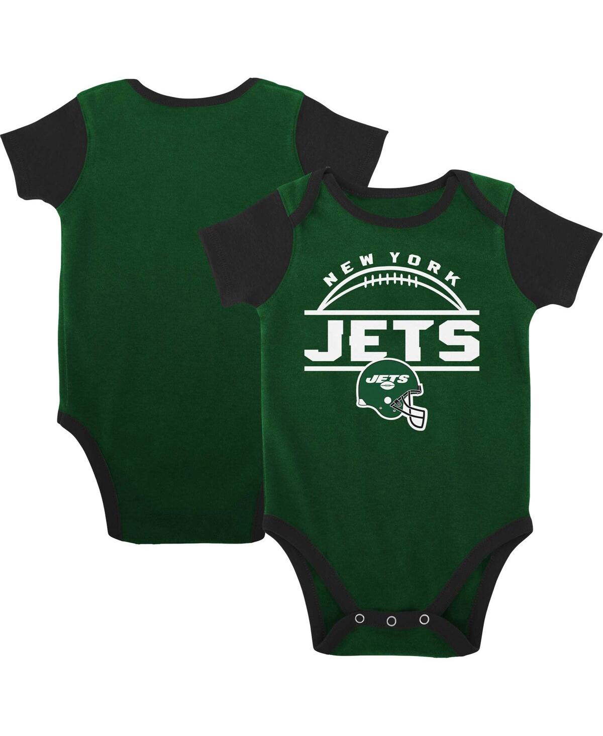 Shop Outerstuff Baby Boys And Girls Green, Black New York Jets Home Field Advantage Three-piece Bodysuit, Bib And Bo In Green,black