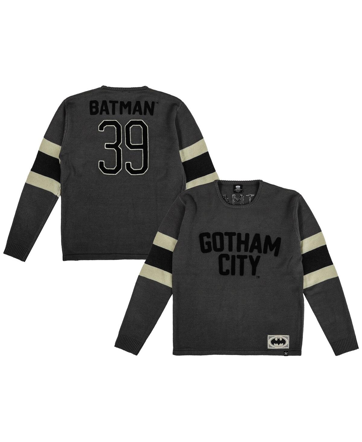Men's Heroes & Villains Gray Batman Gotham City Varsity Sweater - Gray
