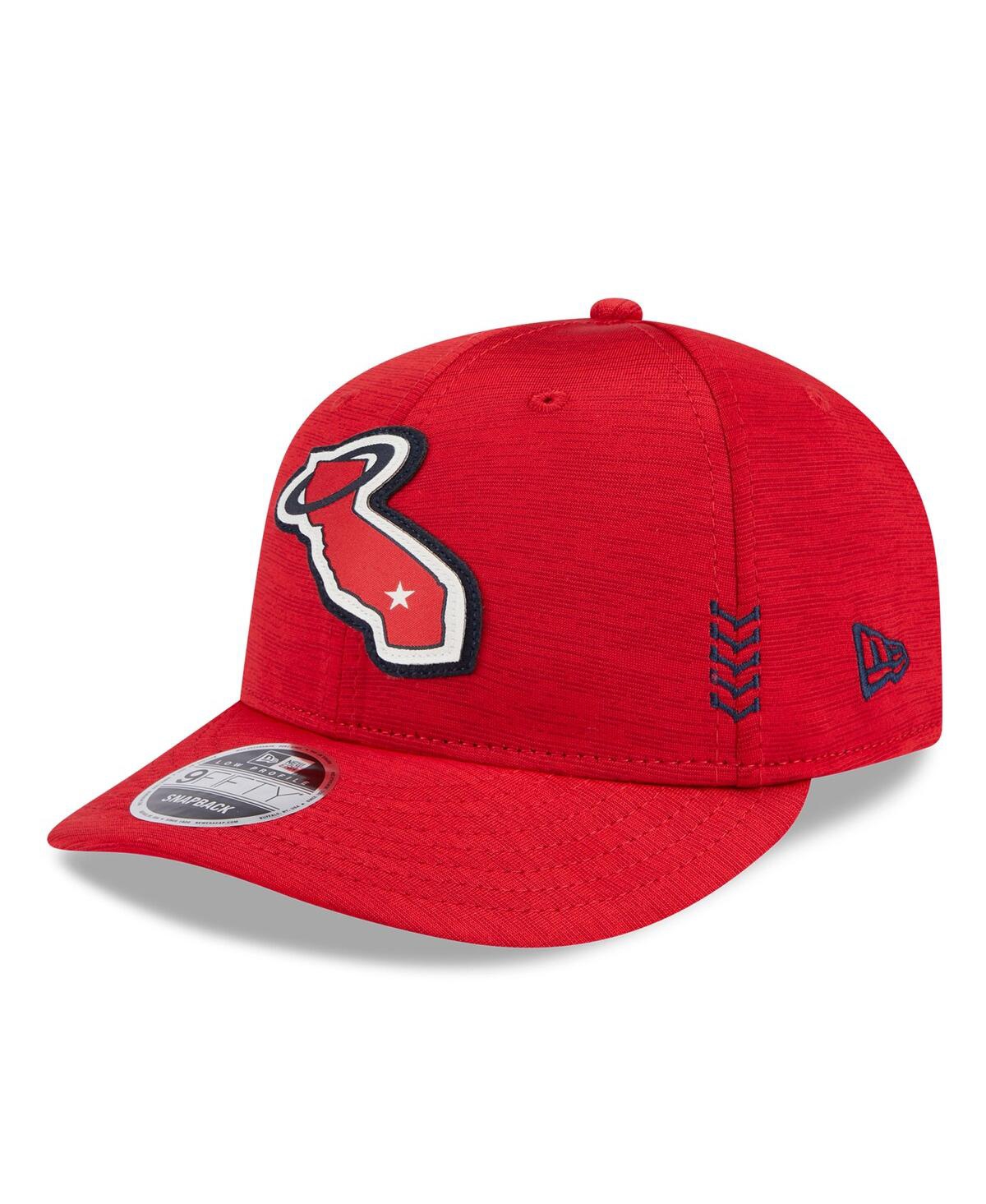 Shop New Era Men's  Red Los Angeles Angels 2024 Clubhouse Low Profile 59fifty Fitted Hat