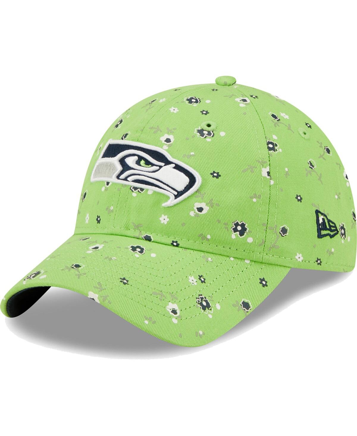 Shop New Era Women's  Neon Green Seattle Seahawks Floral 9twenty Adjustable Hat