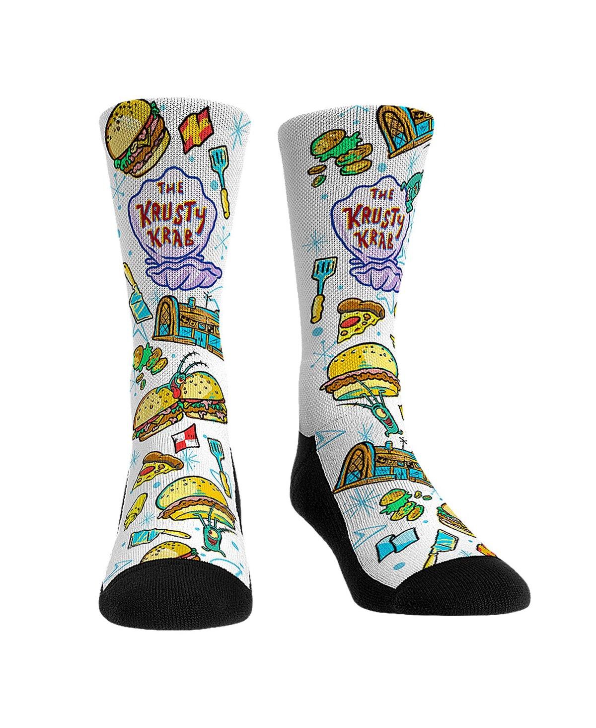 Shop Rock 'em Men's And Women's  Socks Spongebob Squarepants Krusty Krab All-over Icons Crew Socks In Multi