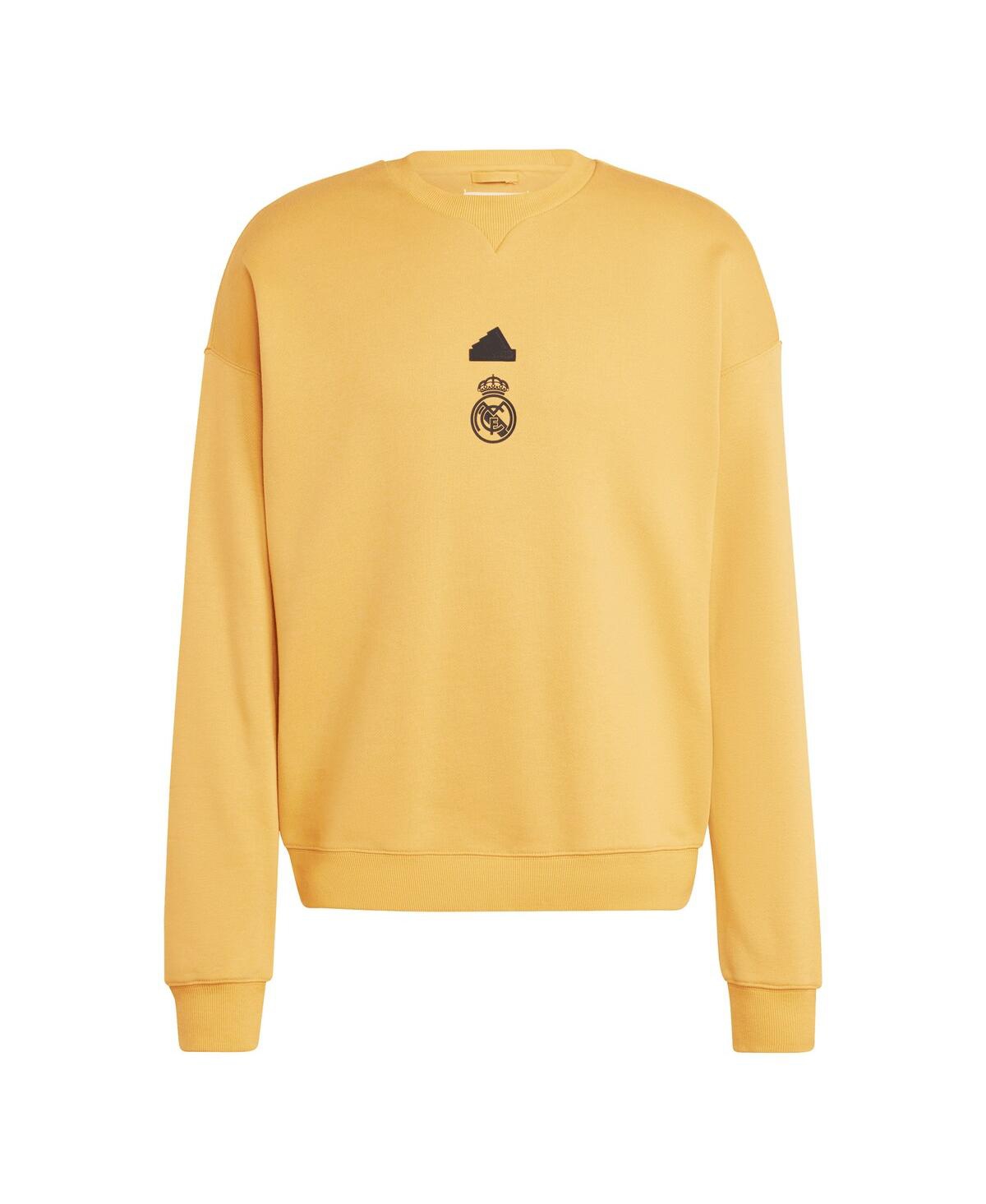 Shop Adidas Originals Men's Adidas Yellow Real Madrid Lifestyle Crew Sweatshirt